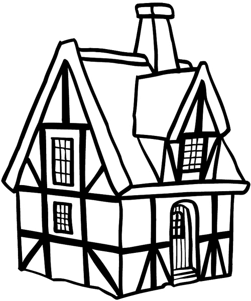 Gabled house vinyl sticker. Customize on line. Houses Homes Buildings 053-0245